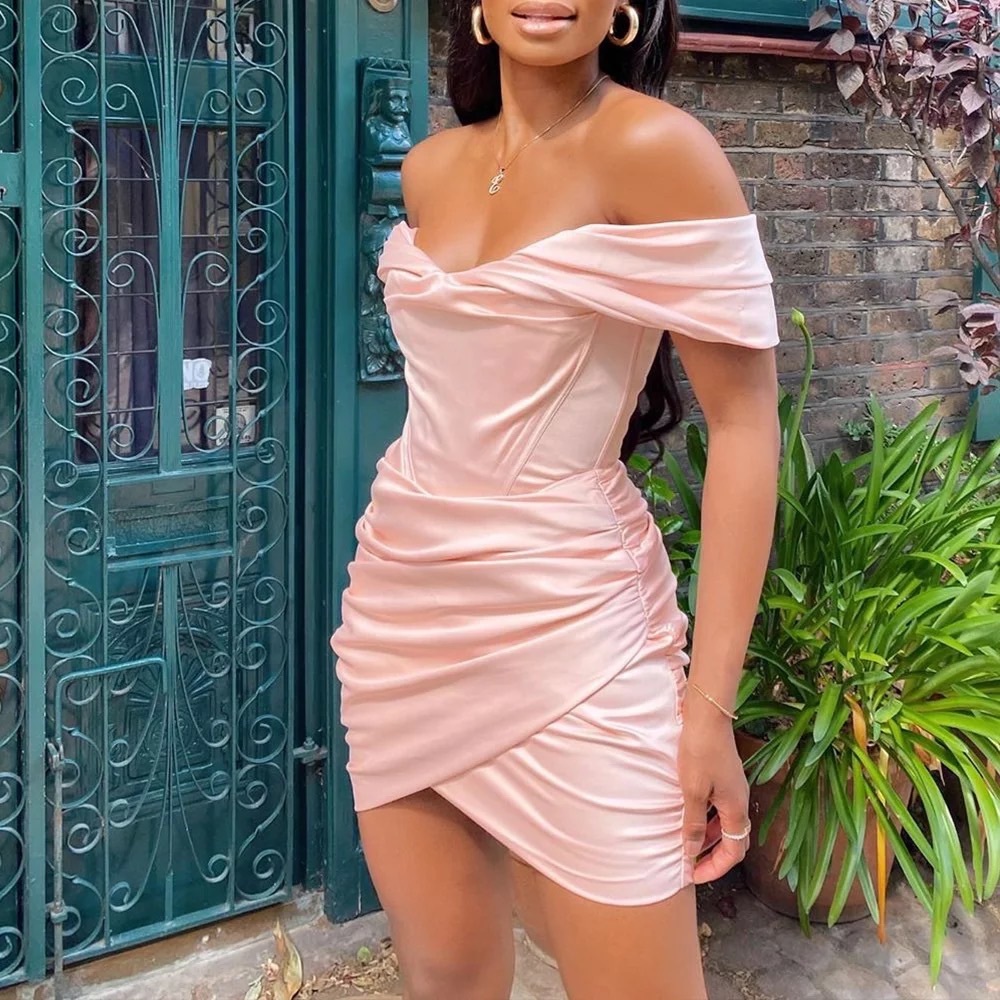 Off Shoulder Mini Dress - Picture 2 of 8